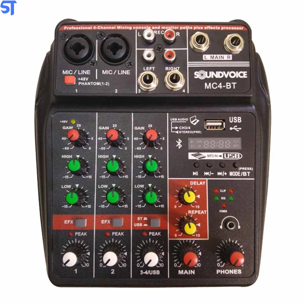 Mesa De Som Com Interface De Áudio Soundvoice Mc4-BT (Usb+bt)